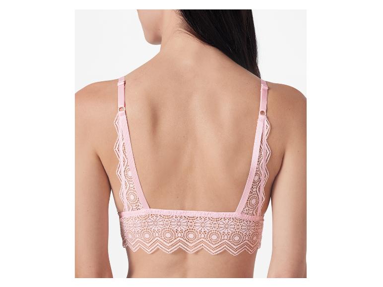 Soutien-gorge rose en dentelle, vue arrière.
