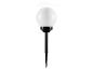 Lampe de jardin noire avec abat-jour sphérique blanc, 15 cm de diamètre.