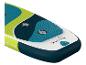 Planche de paddle gonflable turquoise et vert lime.