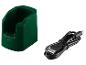 Socle de chargement vert et câble USB pour appareil électronique.