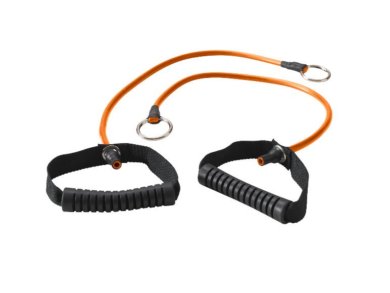 Bande de résistance orange avec poignées noires pour l'exercice