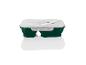Boîte à lunch pliable verte avec couvercle transparent.