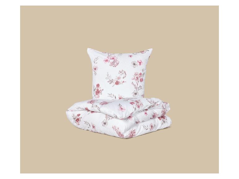 Parure de lit avec oreiller et couette à motif floral rose