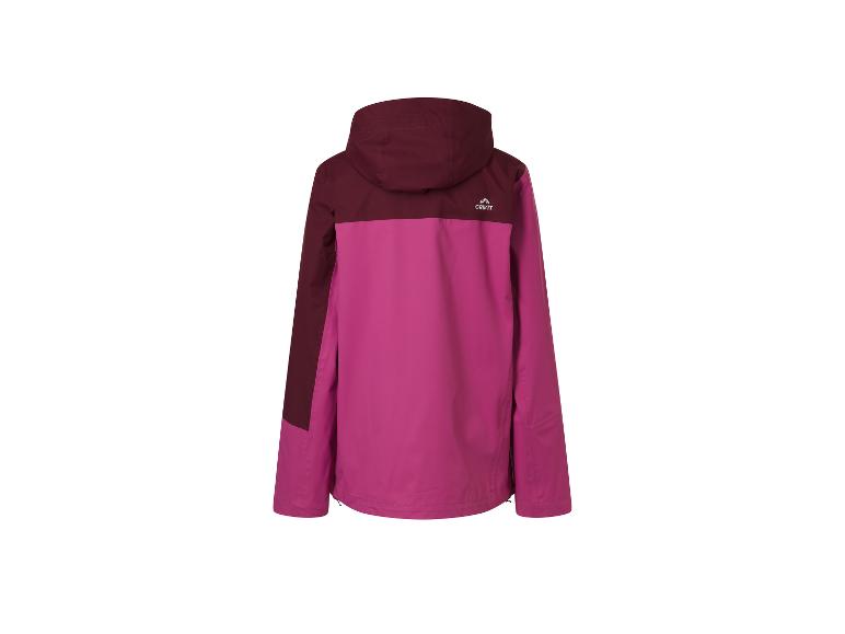 Vue arrière d'une veste à capuche Crivit pour filles, bicolore violet et bordeaux.