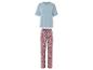 Un t-shirt bleu et un pantalon à imprimé paisley.