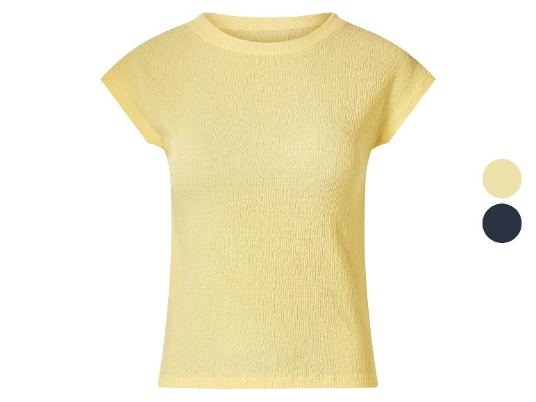 T-shirt jaune à manches courtes avec texture gaufrée.