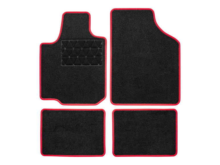 Tapis de voiture noirs avec bordure rouge