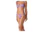 Maillot de bain deux pièces, haut et bas, imprimé floral violet.
