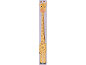 Jouet empilable en bois avec une girafe souriante sur fond violet clair.