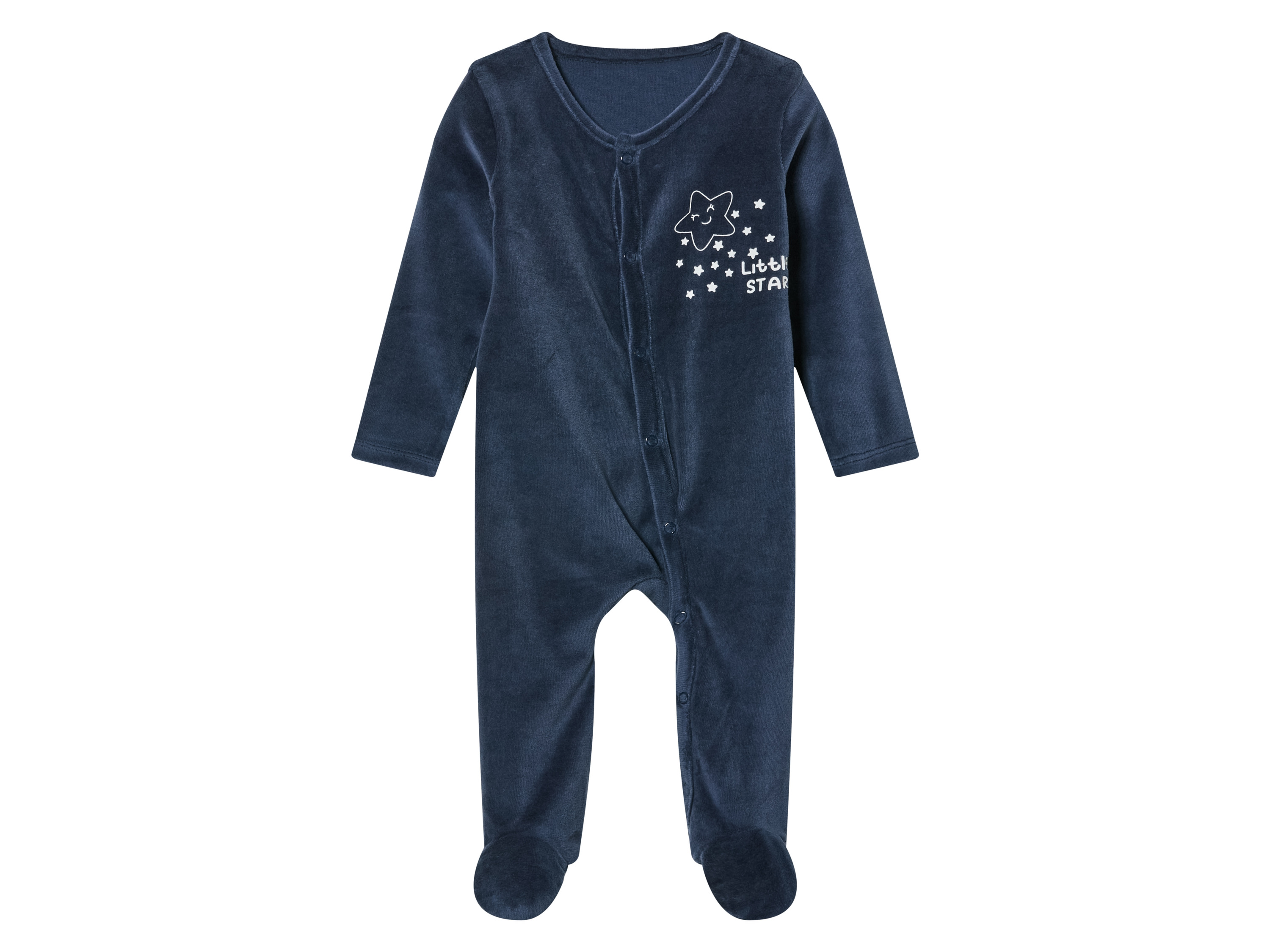 lupilu® Pyjama en velours bébé (74/80, bleu foncé)
