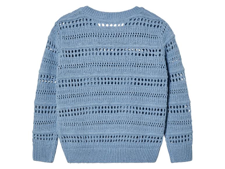 Pull en maille bleu clair, ajouré.