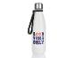 Une bouteille d'eau blanche avec l'inscription 'Good Vibes Only'