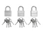 Trois cadenas Parkside avec leurs clés.