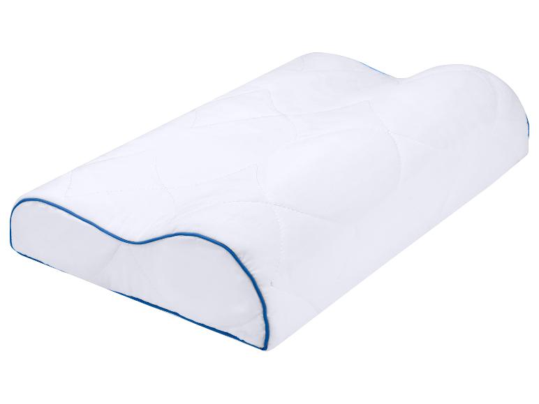 Oreiller orthopédique blanc avec passepoil bleu pour le soutien du cou