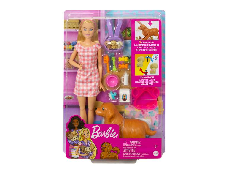 Coffret poupée Barbie avec sa chienne et ses chiots.