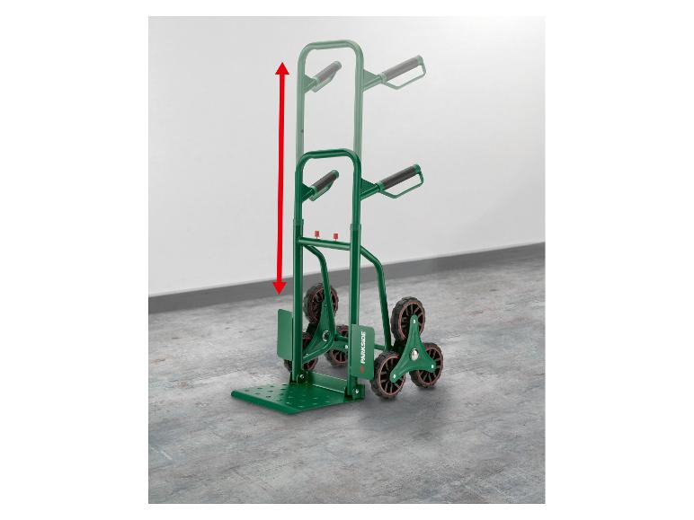 Diable Parkside vert avec roues monte-escalier et poignée réglable en hauteur