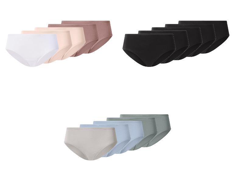 Trois lots de culottes femme en blanc, noir et couleurs neutres.