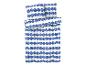 Une housse de couette blanche avec des points bleus