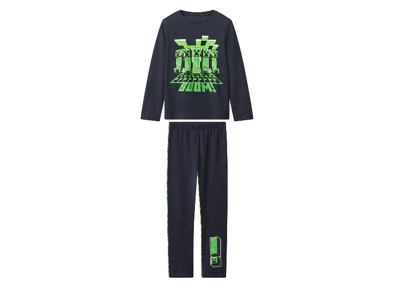 Pyjama pour garçon sur le thème Minecraft, avec un haut à manches longues et un pantalon long.