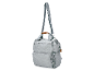 Grand sac gris avec une longue bandoulière.