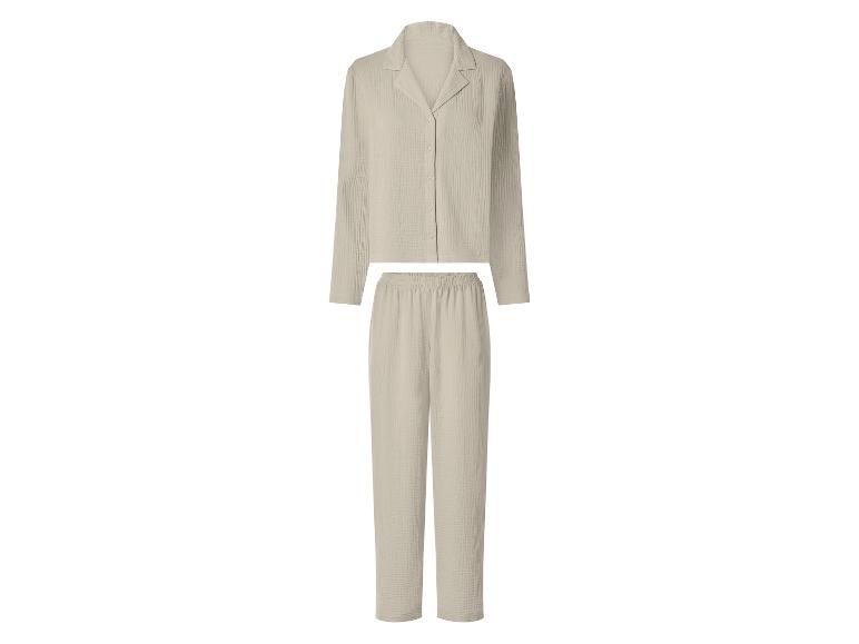Ensemble de pyjama beige en mousseline de coton pour femme