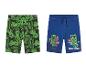 Shorts enfant Minecraft : modèle noir à motifs et modèle bleu avec Creeper.
