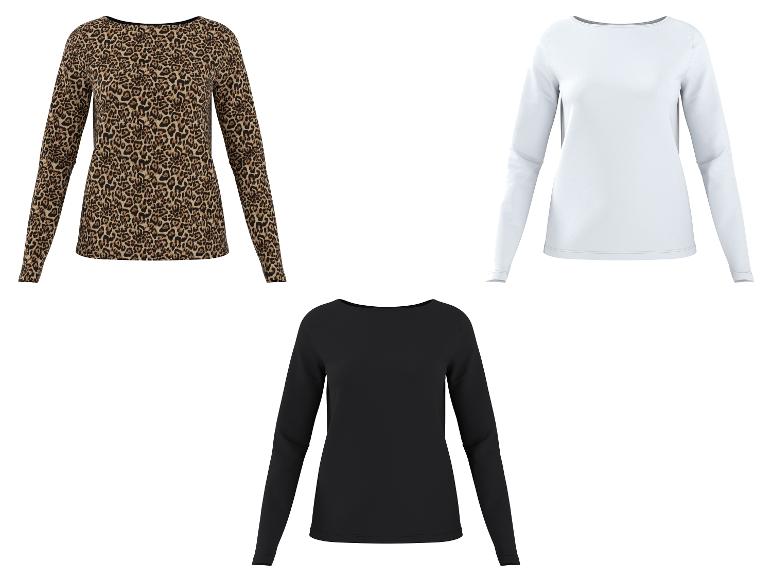 Trois hauts à manches longues: un imprimé léopard, un blanc et un noir.