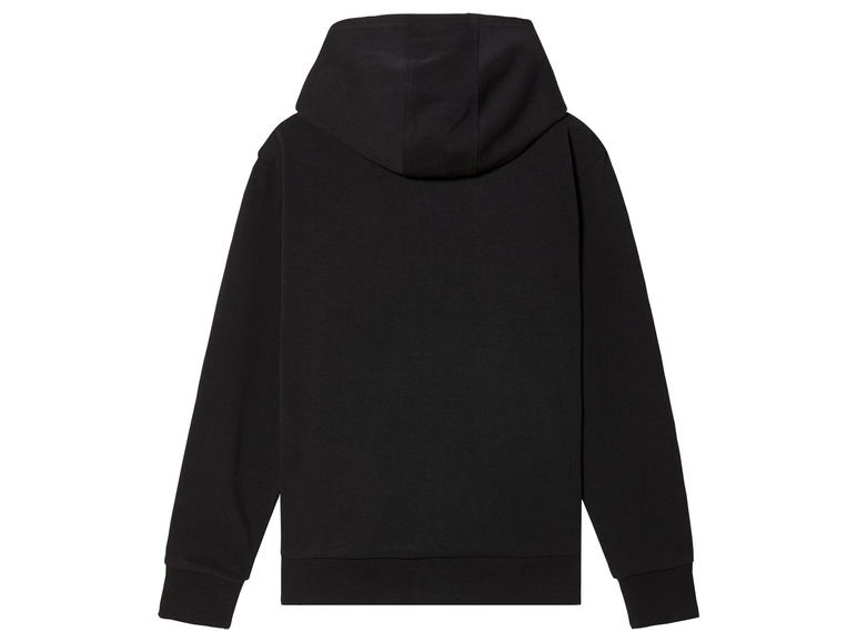 Sweat-shirt à capuche noir à manches longues.