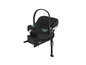 Un siège auto bébé noir avec un pied réglable.
