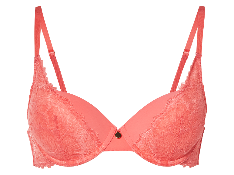 Soutien-gorge corail en dentelle.