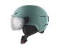 Casque de ski vert avec visière et jugulaire