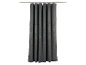 Rideau de douche gris foncé à texture tissée.