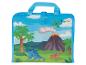 Sac pour enfants avec des dinosaures, un volcan et des palmiers.