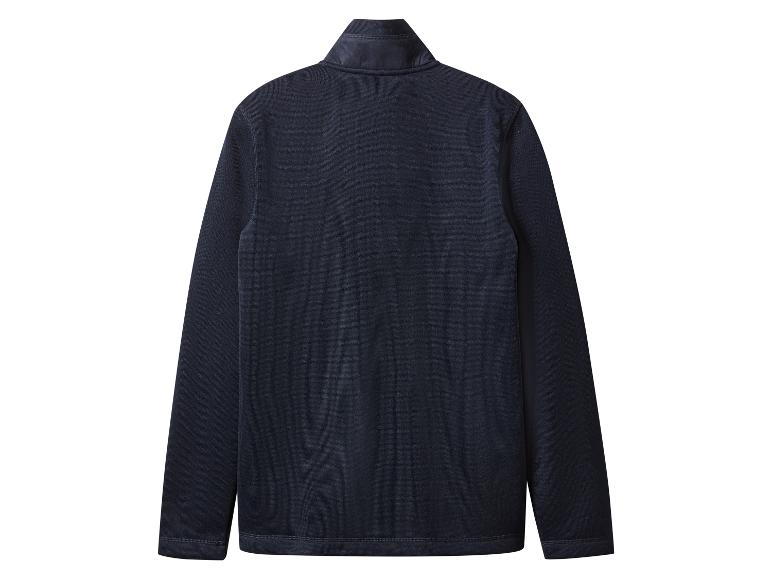 Pull bleu foncé à manches longues avec fermeture éclair, vue arrière.