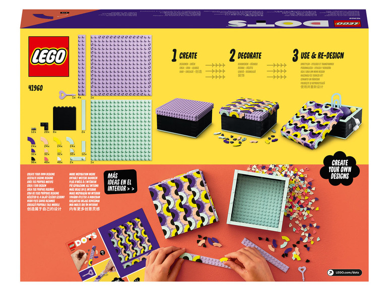 LEGO DOTS avec des boîtes de rangement personnalisables et des briques colorées