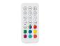 Télécommande blanche avec boutons colorés pour régler la température, la date et l'heure.