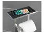 Porte-papier toilette moderne en acier inoxydable avec tablette intégrée pour téléphone.