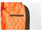 Une veste bomber verte avec une doublure orange et une fermeture éclair