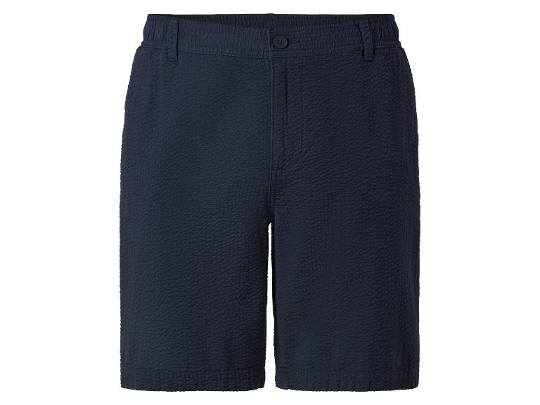 Shorts en tissu natté bleu marine.