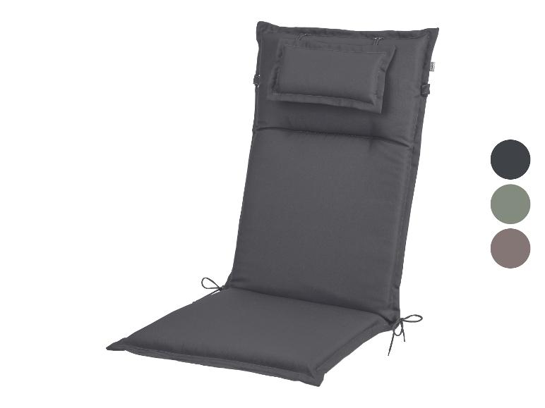 Coussin de chaise de jardin gris foncé avec appuie-tête et attaches