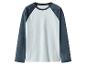 T-shirt raglan à manches longues, blanc et bleu foncé
