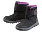 Bottes d'hiver noires avec fermeture velcro et étiquette Waterproof.