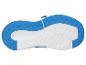 Semelle de chaussure de sport bleue et blanche avec motif texturé.