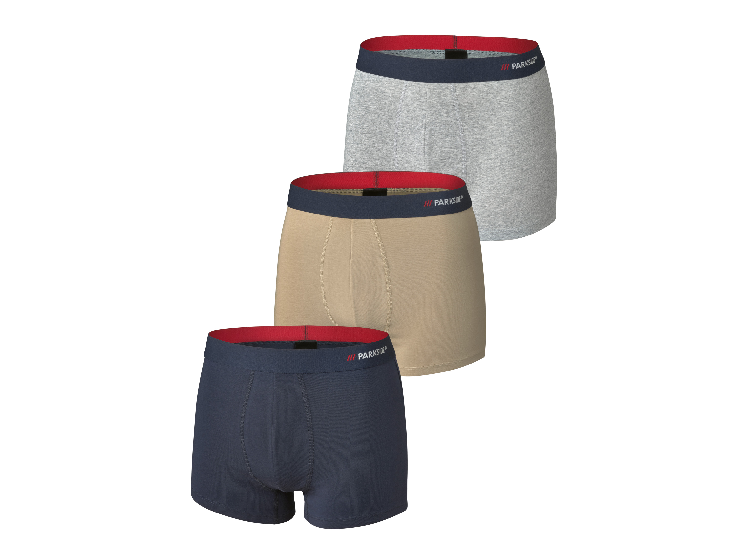 PARKSIDE® Lot de 3 boxers homme (bleu marine/beige/gris, S)