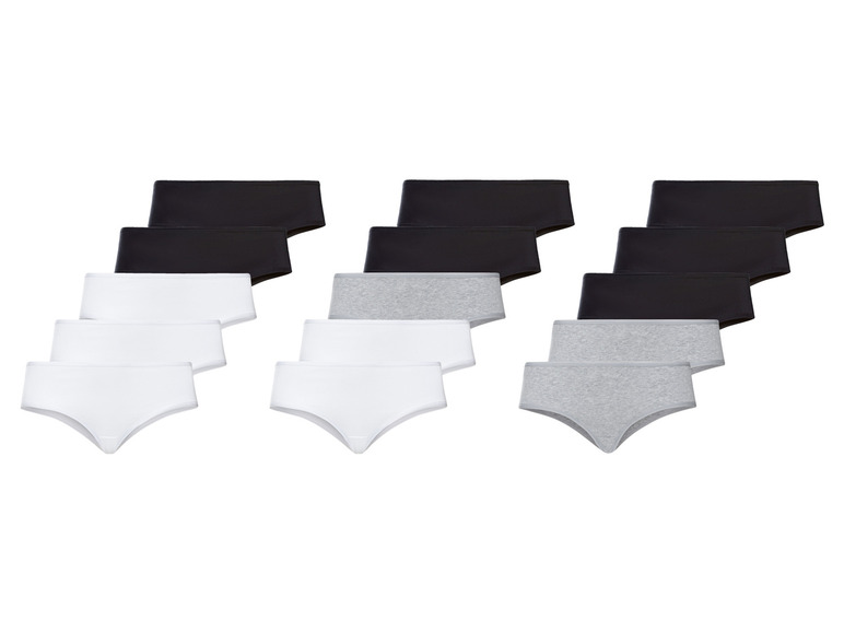 Un ensemble de 12 culottes pour femmes en blanc, noir et gris.