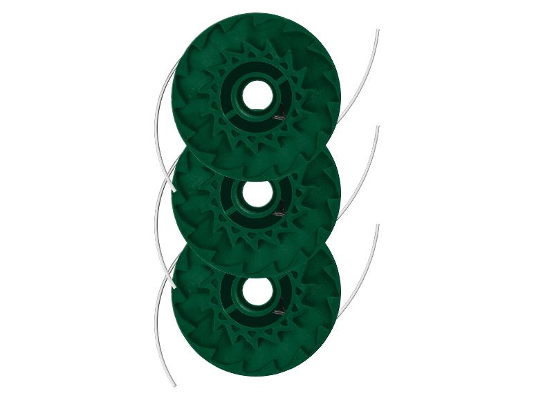 Lot de trois bobines vertes avec fil pour coupe-bordures