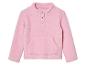Un sweat-shirt en polaire rose avec des boutons.