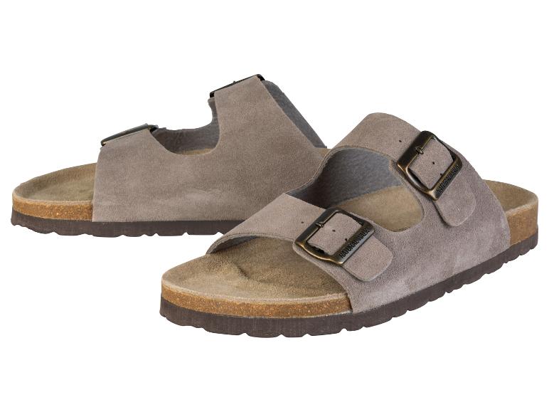 Sandales en daim gris Natural Walk à double boucle.