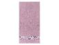 Une serviette rose avec un motif floral.