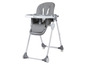 Une chaise haute grise de la marque Babycomfort.